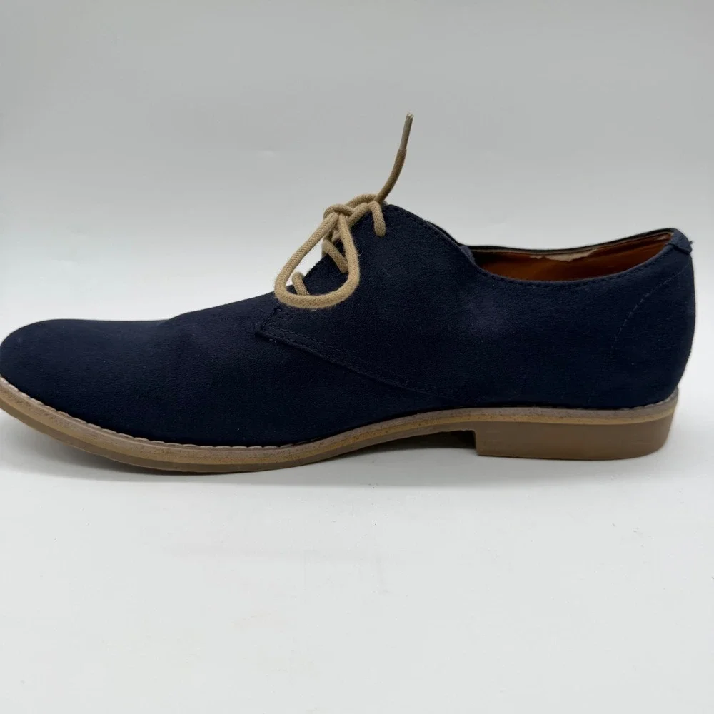 H&M Mens Navy Blue Faux Suede Derby Shoes Lace Up Casual Dress Shoes Size 43 10